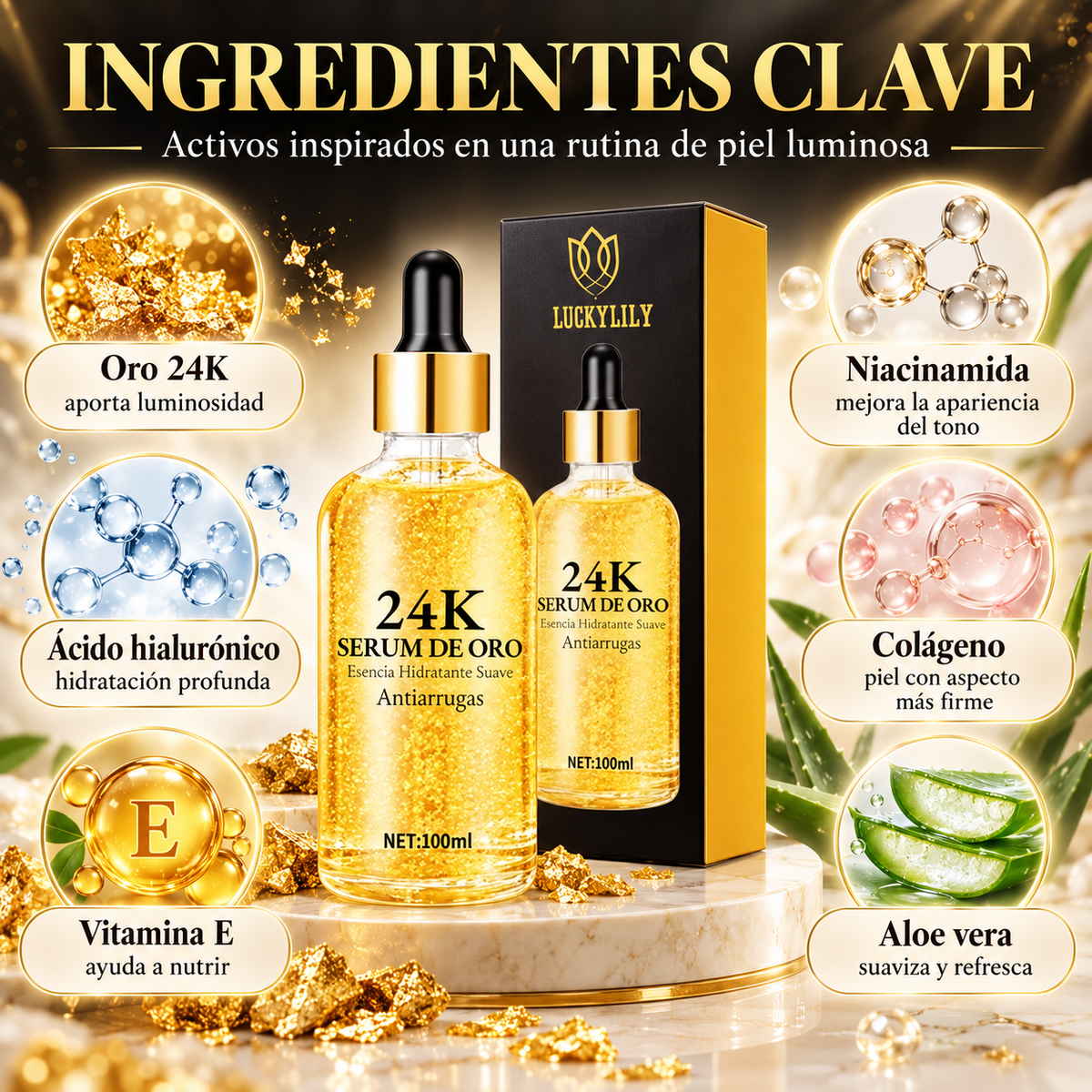 SERUM ANTIEDAD 24K GOLD: DEVUELVE EL BRILLO A TU PIEL